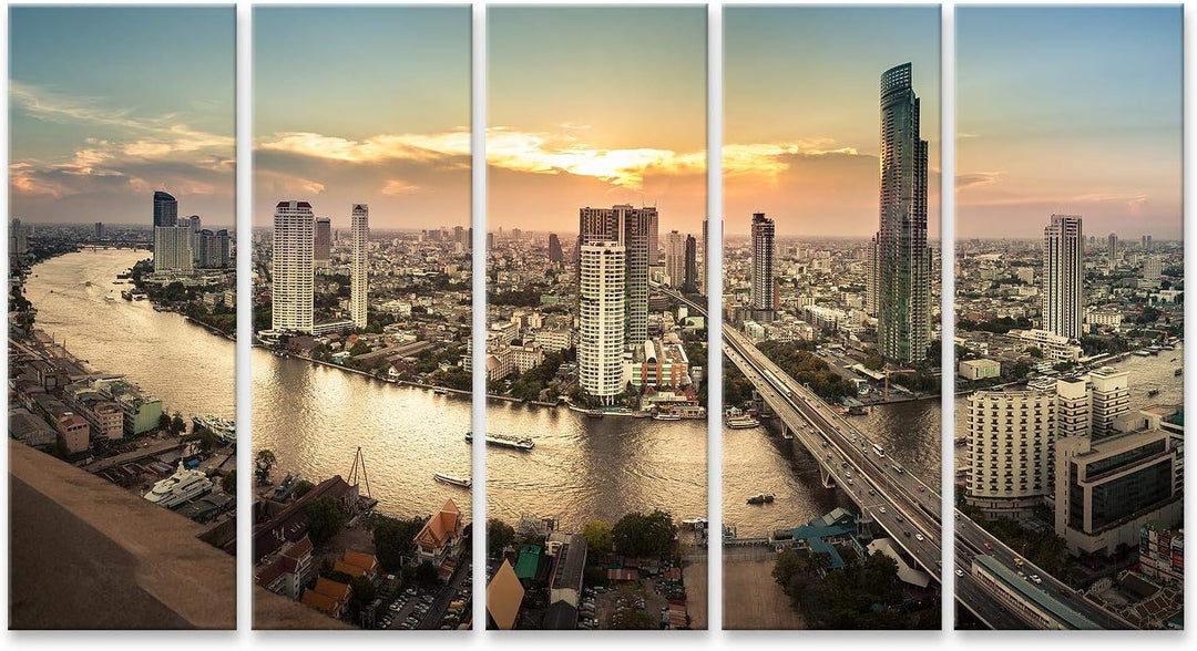 islandburner Bild auf Leinwand Landschaft Der Fluss In Bangkok Stadt Panorama Bilder Wandbilder Post