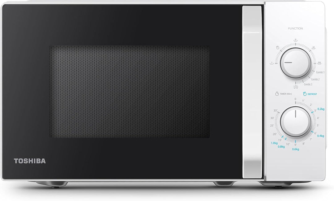 Toshiba MW2-MG20P(WH) 3 in 1 Mikrowelle mit Grill, 20 L, 5 einstellbare Leistungsstufen, Timer, 800