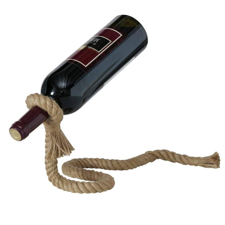 Boltze Home Weinständer für eine Flasche, eisern, geflochten mit Seil, 15 x 16 cm
