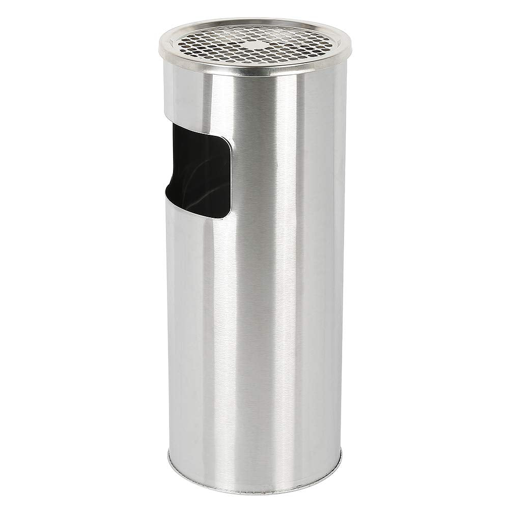 Mülleimer mit Aschenbecher für den Aussenbereich, Standaschenbecher aus Edelstahl mit Mülleimer, für