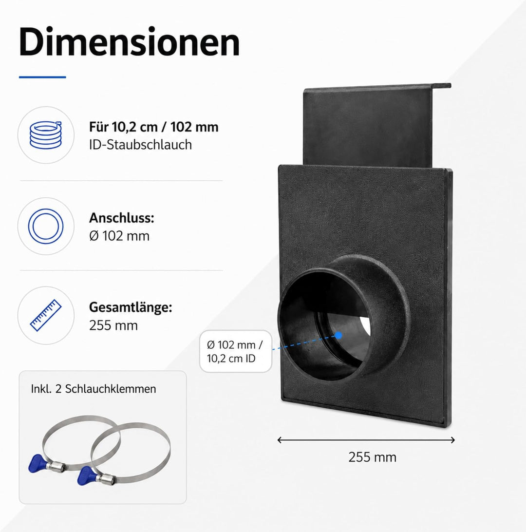 Absperrschieber 102mm/ 4" für Absauganlage – selbstreinigender Blast Gate Schieber aus robustem ABS-