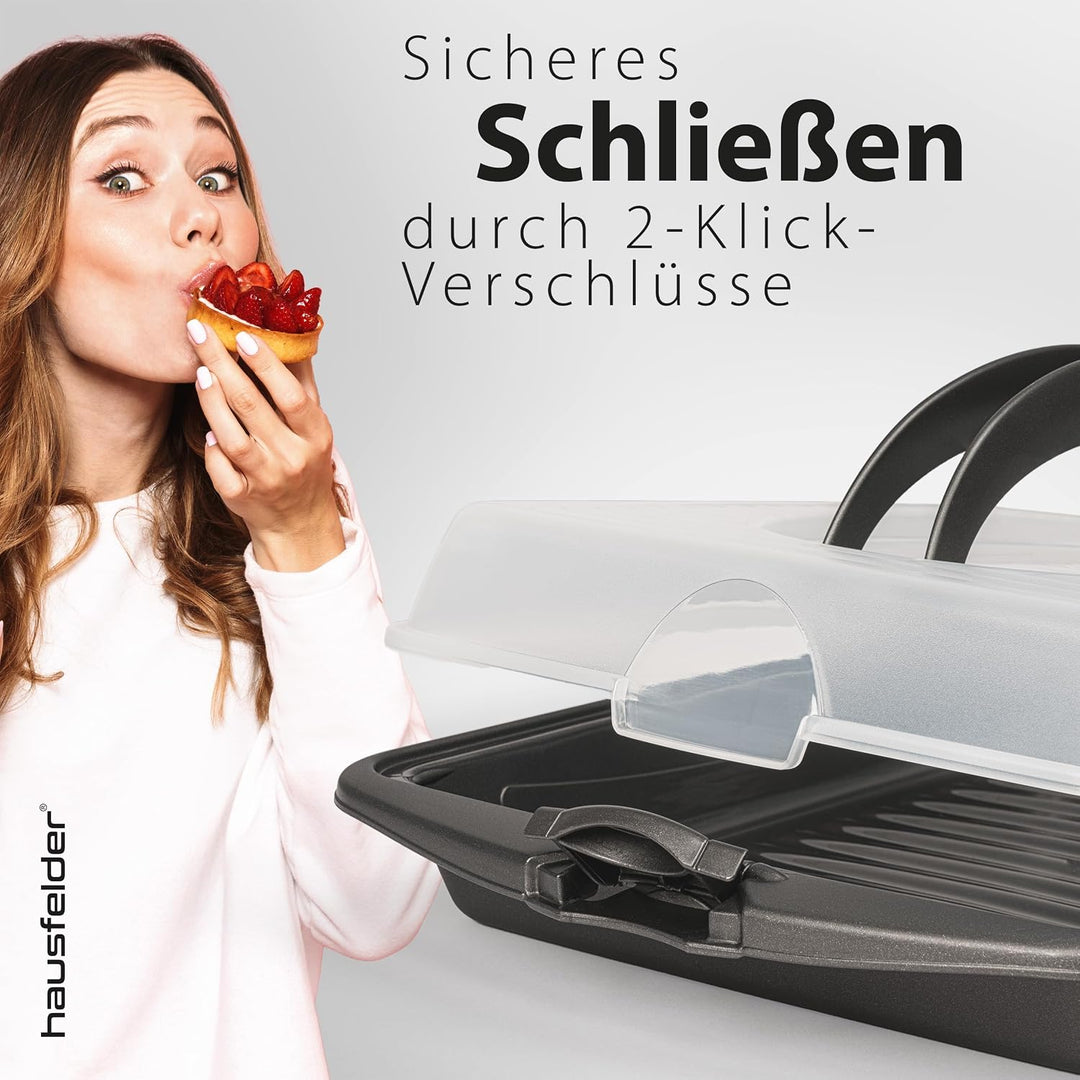 Hausfelder Kuchen Transportbox rechteckig mit Deckel, Kuchentransportbox für Blechkuchen, Kuchenbehä