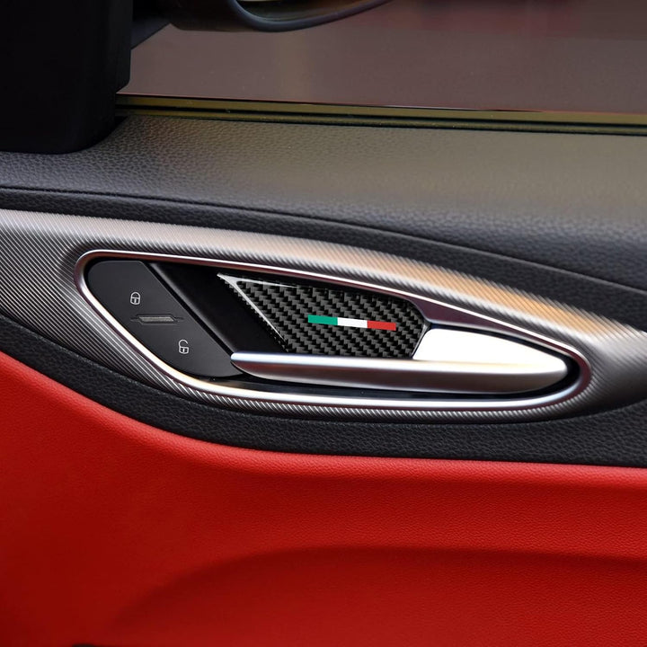 4PCS Kohlefaser Aufkleber Innentür Abdeckung Dekoration Aufkleber kompatibel mit Alfa Romeo Giulia S