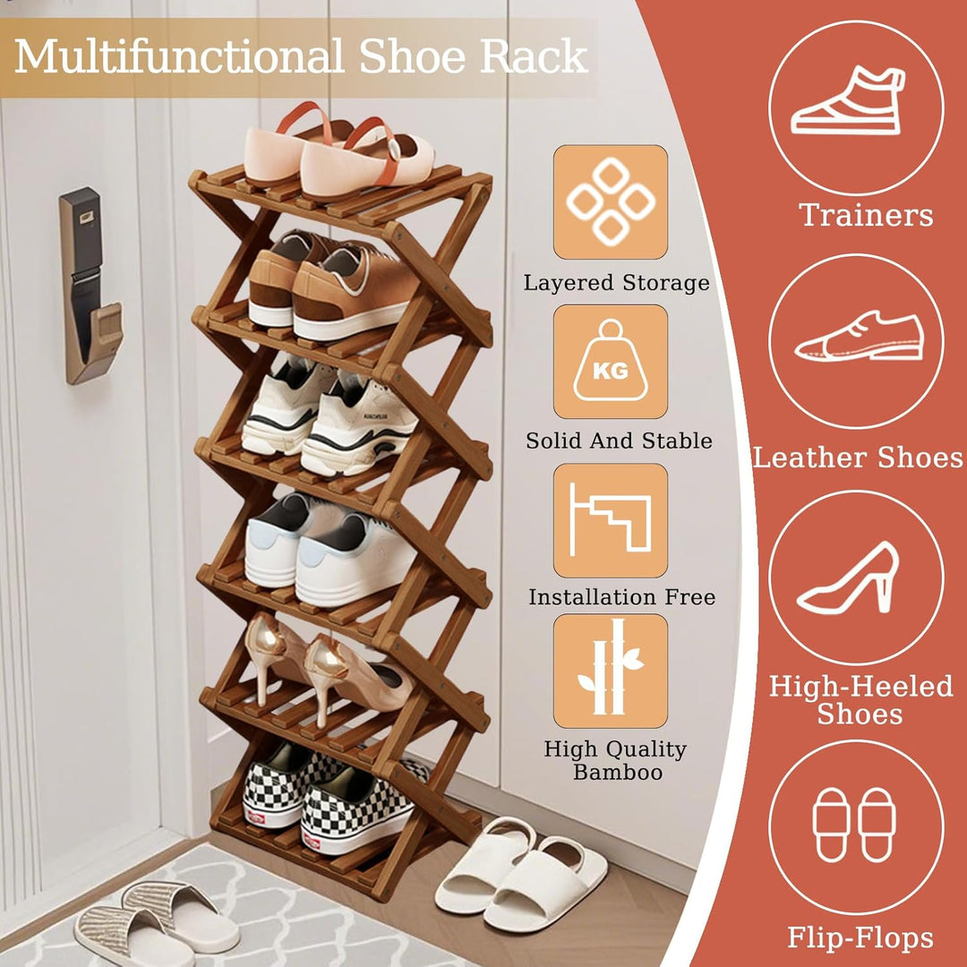Vertikales Schuhregal, klein, faltbar, hoch, schmal, Schuhregal, schmal, Schuhaufbewahrung, Eckschuh
