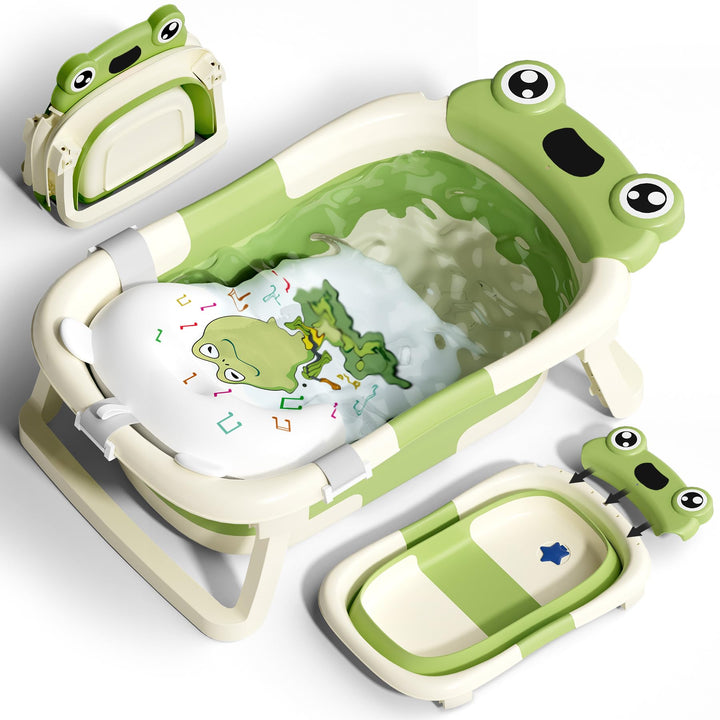 COOSEYA Baby Badewanne für 0-18 Monate, Faltbare Babywanne mit Babybadewanne Stützkissen, Portable B