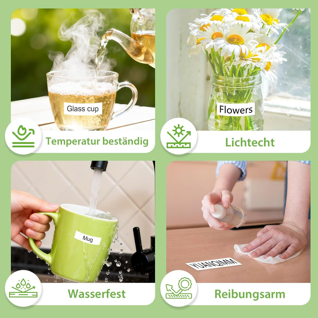 4x Yuanqimm Kompatibel für Brother Ptouch Bänder 12mm x 8m TZe231 TZe-231 TZ231 TZ-231 TZe 12mm 0,47