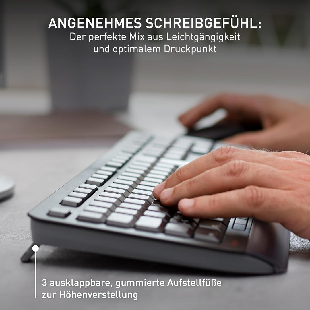 CHERRY GENTIX DESKTOP, Kabelloses Tastatur-Maus-Set, Belgisches Layout (AZERTY), 2,4 GHz Funk, Integ