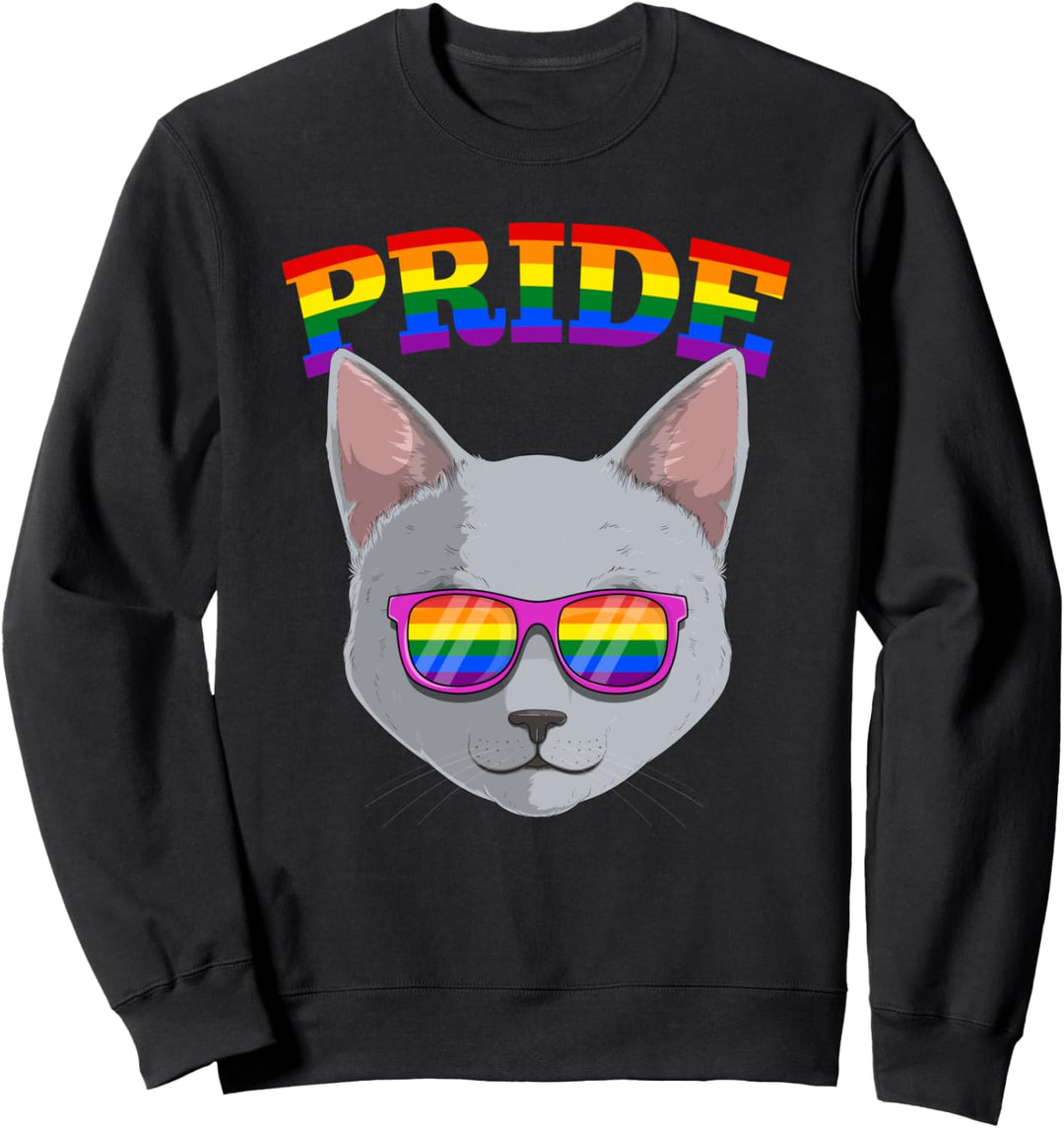 LGBT Russian Blue Cat Gay Pride Rainbow LGBTQ Kitty Sweatshirt