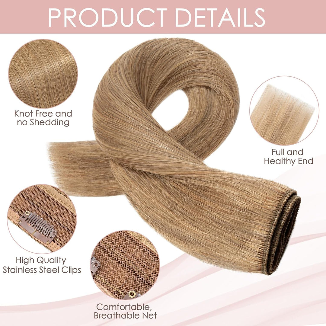 Silk-co Clip in Extenions Echthaar Haarteile Echthaar 1Pc 5Clips Haarteil 27