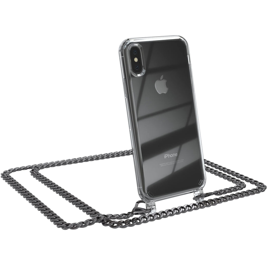 EAZY CASE Handykette kompatibel mit iPhone X/XS Handyhülle mit Metall Umhängeband und Ersatz Kordel