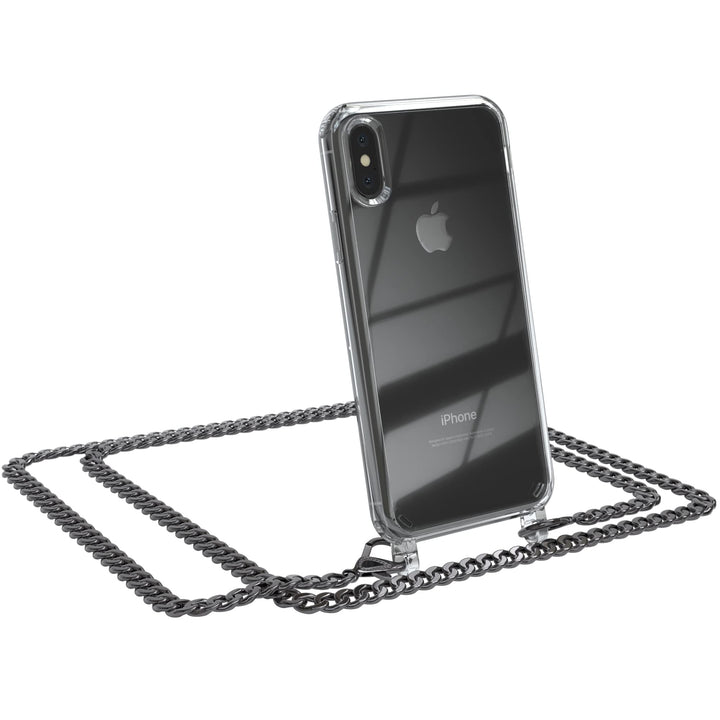 EAZY CASE Handykette kompatibel mit iPhone X/XS Handyhülle mit Metall Umhängeband und Ersatz Kordel