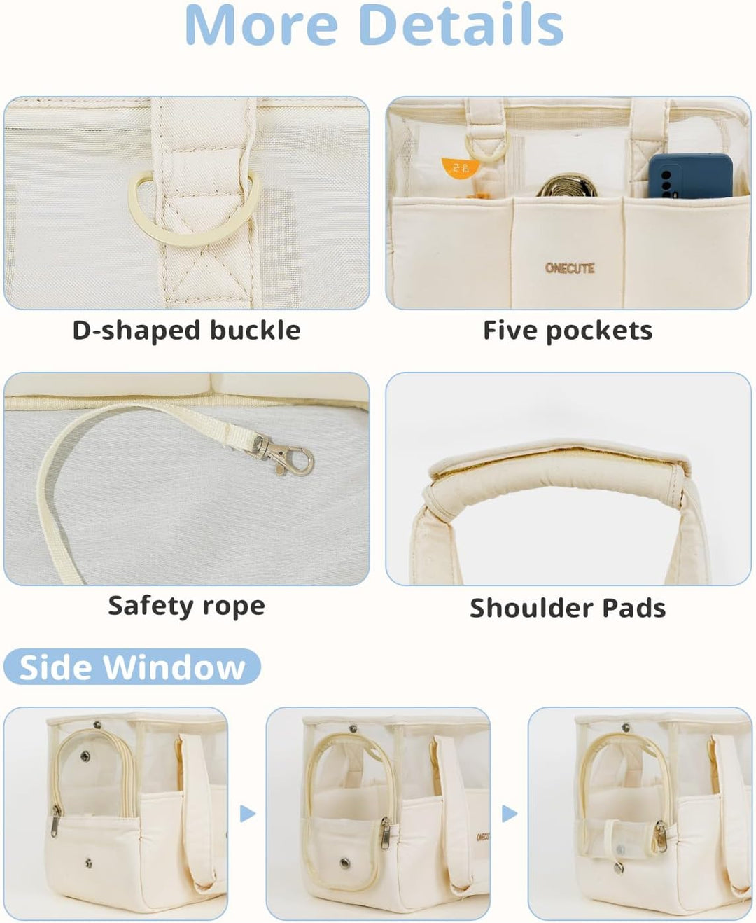 Hundetasche für Kleine Hunde, Katzen & Kaninchen – Klappbare Tragetasche mit Sicherheitsverschluss,