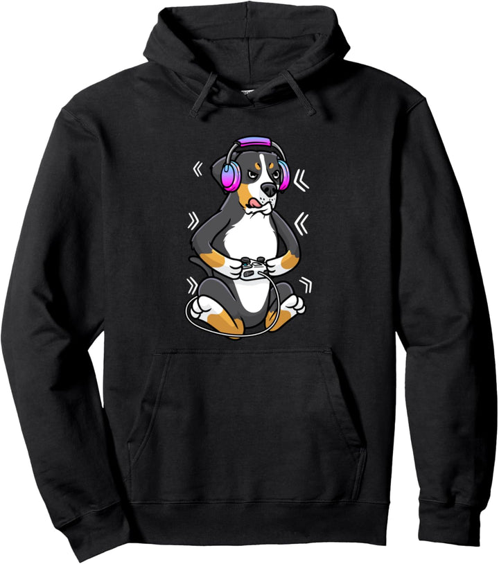 Grosser Schweizer Sennenhund Gamer Hund Gaming Video Game Pullover Hoodie