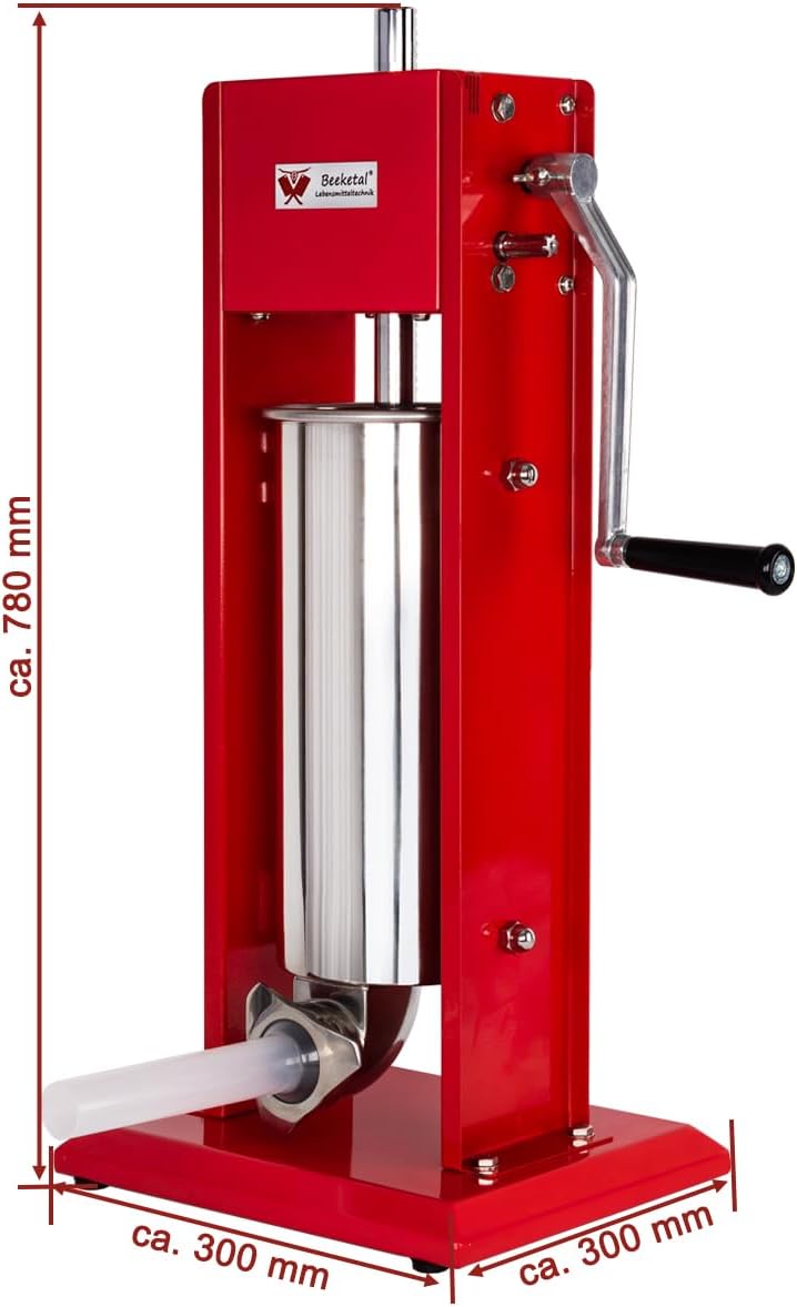 Beeketal 'MT07' Profi Gastro Wurstfüllmaschine (7 Liter) SGS-geprüft, Wurstfüller mit 2 Gang Vollmet
