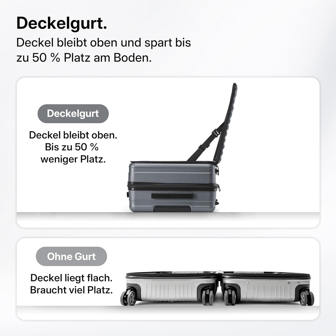 Koffer Expandierbar – Hartschalen-Trolley mit Oberseiten-Öffnung, Kompressionsgurt & extra Stauraum