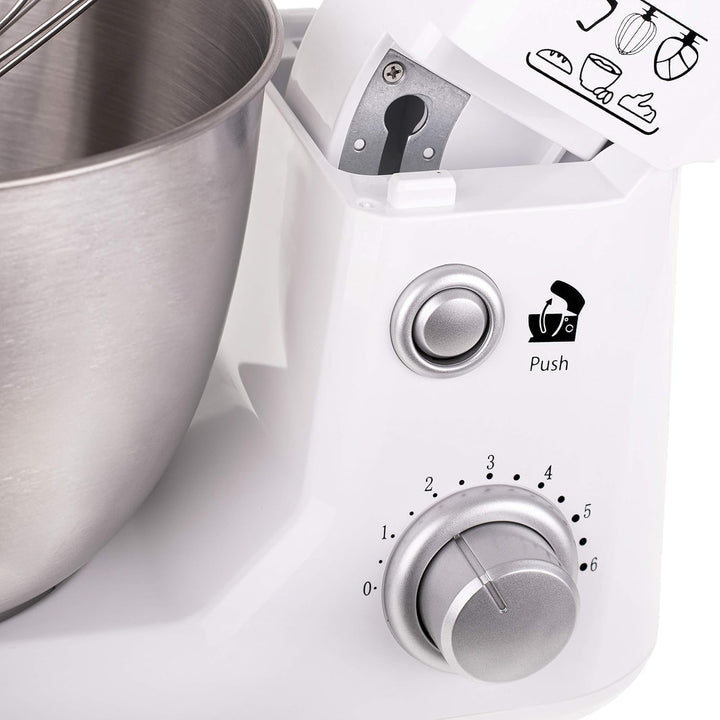 adler AD4216 Knetmaschine, 4 Liter, Einstellbare Geschwindigkeit, 1000 W, Weiss, Edelstahl Rostfrei
