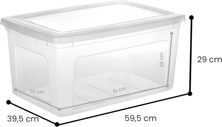 Iris Ohyama, 3er-Set, Aufbewahrungsboxen, 50 L, durchsichtig, stapelbar, Wohnzimmer, Schlafzimmer -
