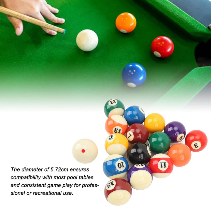 Billardkugeln Set, 16 Stück Billiard Kugel Set 5,72 cm/2,25 Zoll Billardkugel Harz Billiardtisch Bäl