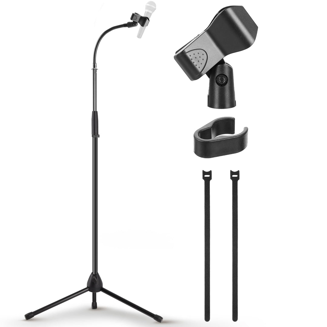 Pyle Mikrofonständer, Stativ, Flexibler verstellbarer Arm, Mit universellem 5/8” Adapter, Mikrofoncl