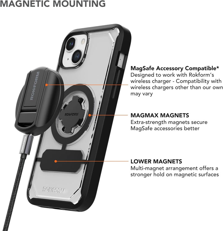 Rokform - iPhone 15 Plus Hülle, Crystal Series, magnetische klare iPhone 15 Plus Hülle mit RokLock D