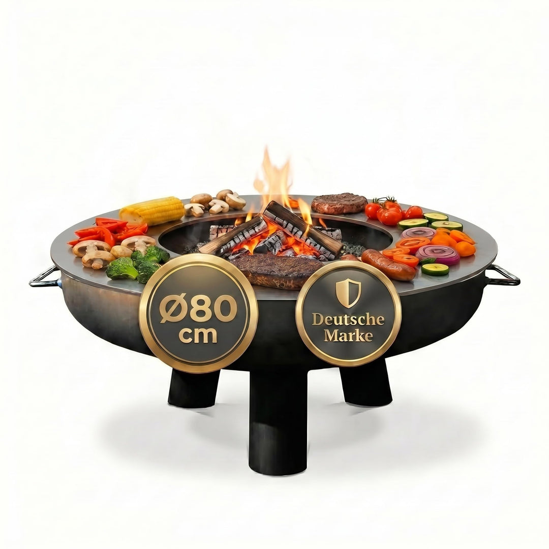 Feuerplatte Plancha Feuerring aus Edelstahl 4mm, Grillplatte passend für Feuertonne 80 cm (Lieferung