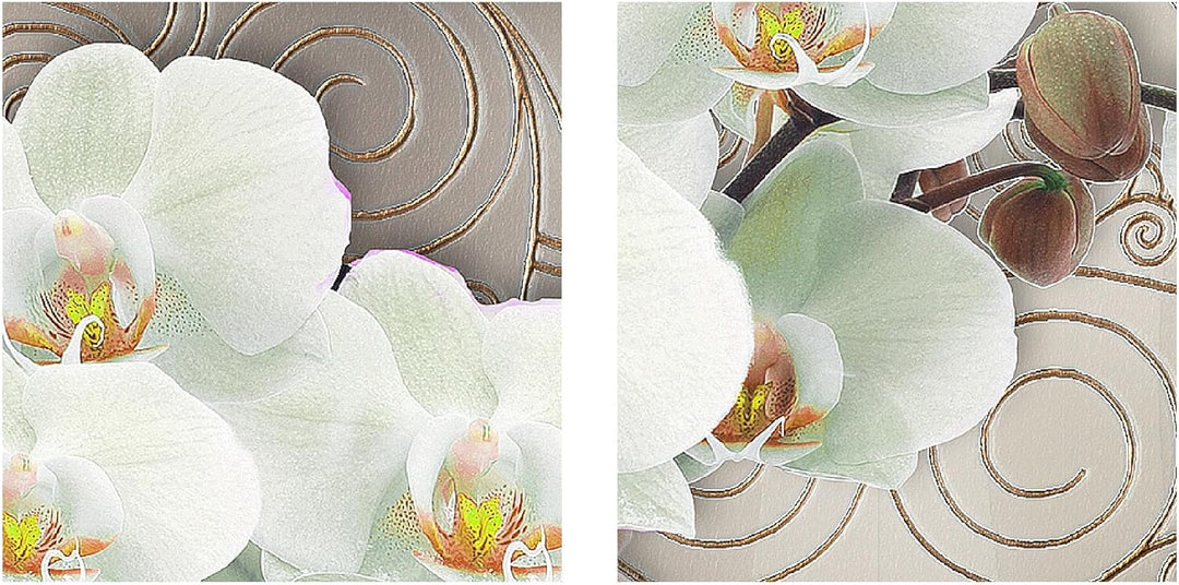 Runa Art Bild Modern Blumen Orchidee - Made in Germany - Wandbilder Abstrakt Beige Braun 4 Teilig 20