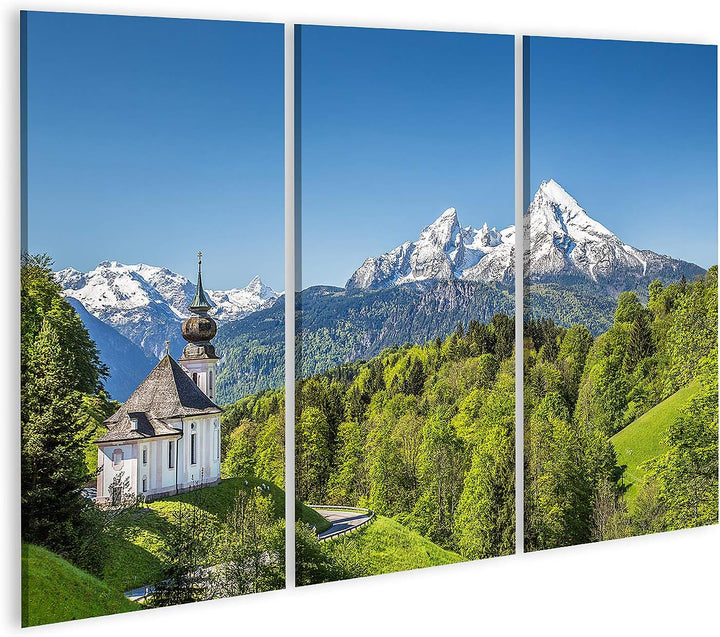 islandburner Bild auf Leinwand Schöne Berglandschaft In Den Bayerischen Alpen Mit Wallfahrtskirche M
