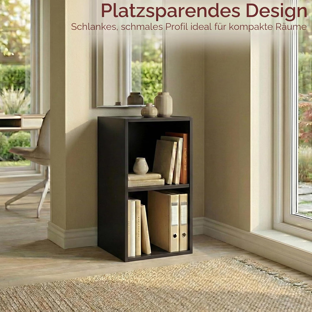 Vida Designs Oxford, mit 2 Ebenen, Bücherregal, Regal, Holz, Schwarz, für Wohnzimmer 2 Etagen Schwar