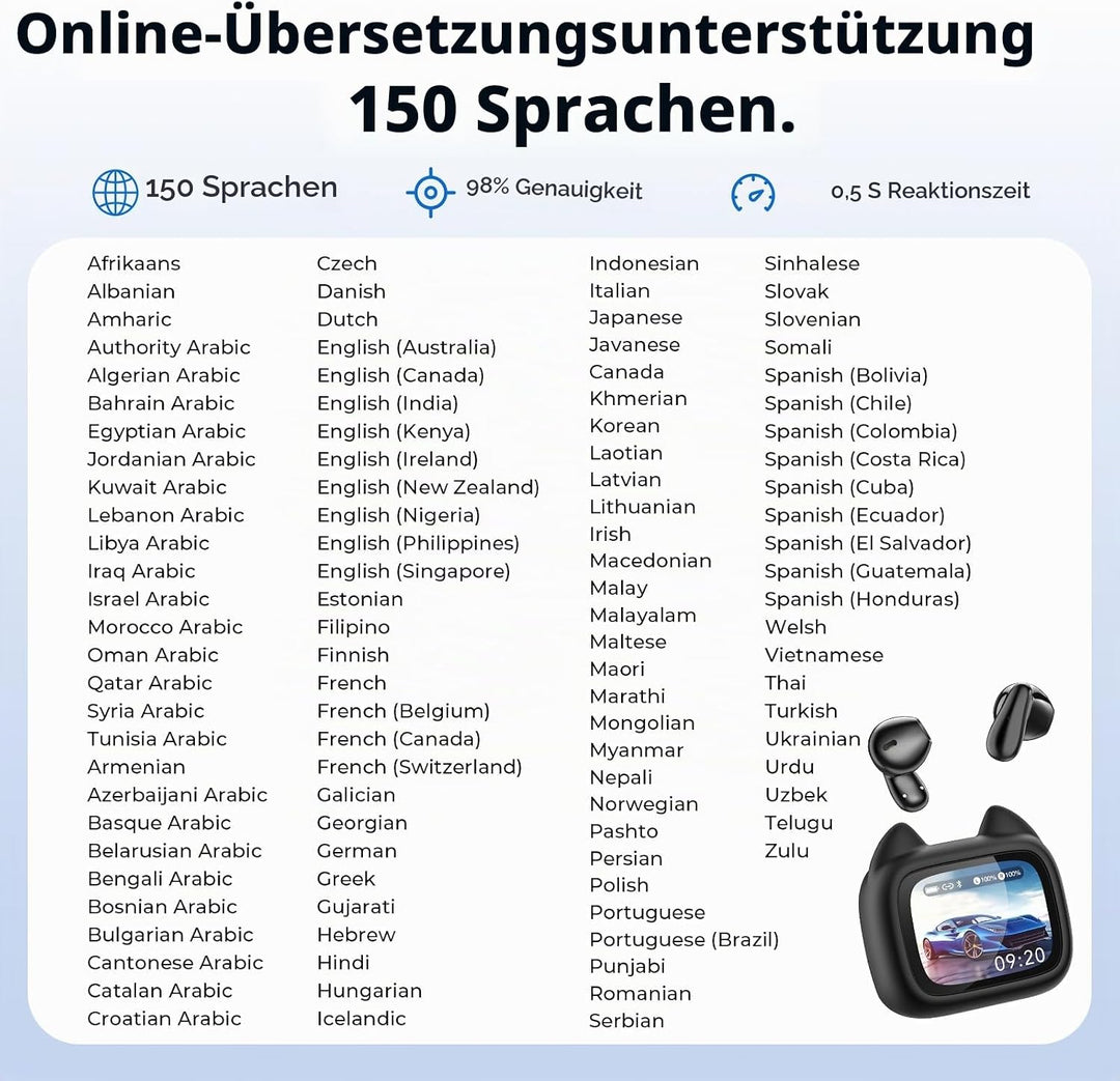 MS102 Ki Übersetzer Kopfhörer, 3-in-1 Übersetzungskopfhörer mit echtzeit übersetzung, 150 Sprachen K