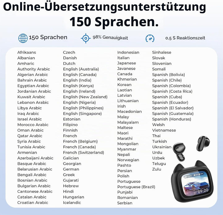 MS102 Ki Übersetzer Kopfhörer, 3-in-1 Übersetzungskopfhörer mit echtzeit übersetzung, 150 Sprachen K