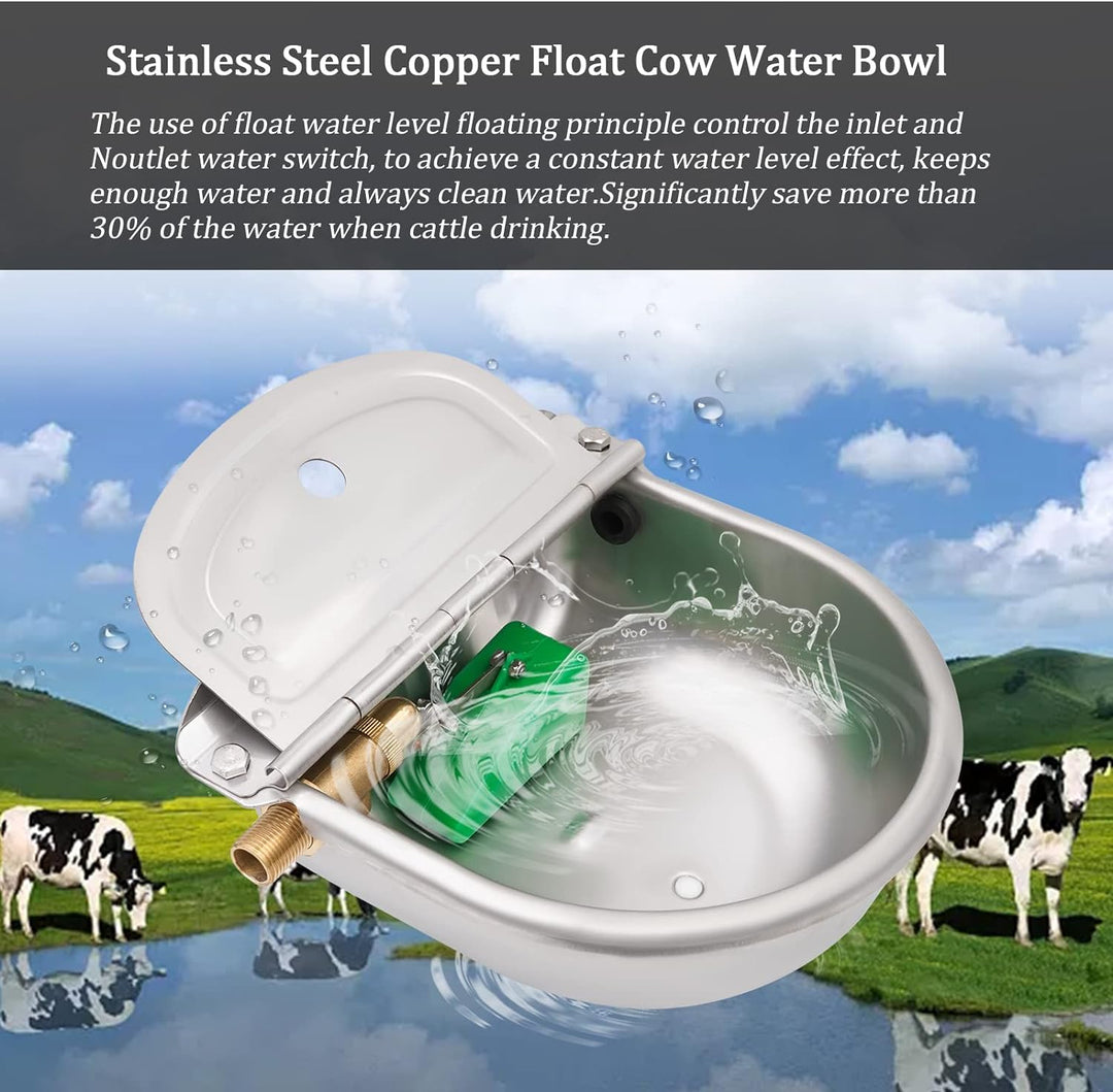 4 Liter Automatische Edelstahl Tränkeschalen für Rinder mit 2 Stück 1/2 Zoll Messing Schwimmerventil