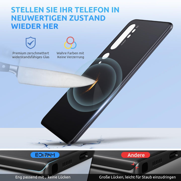 Eonpam Akkudeckel für Xiaomi Mi Note 10 / Note 10 Pro Rückseite Glas Original Backcover Back Glas Er