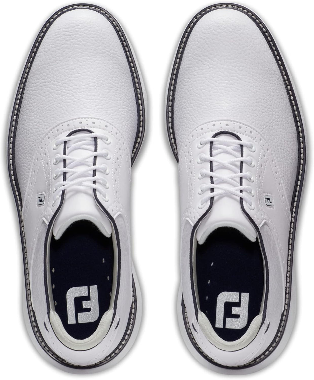 Footjoy Herren Fj Traditions Spikeless Golfschuh 39.5 EU Weit Weiss Weiss Marineblau, 39.5 EU Weit W
