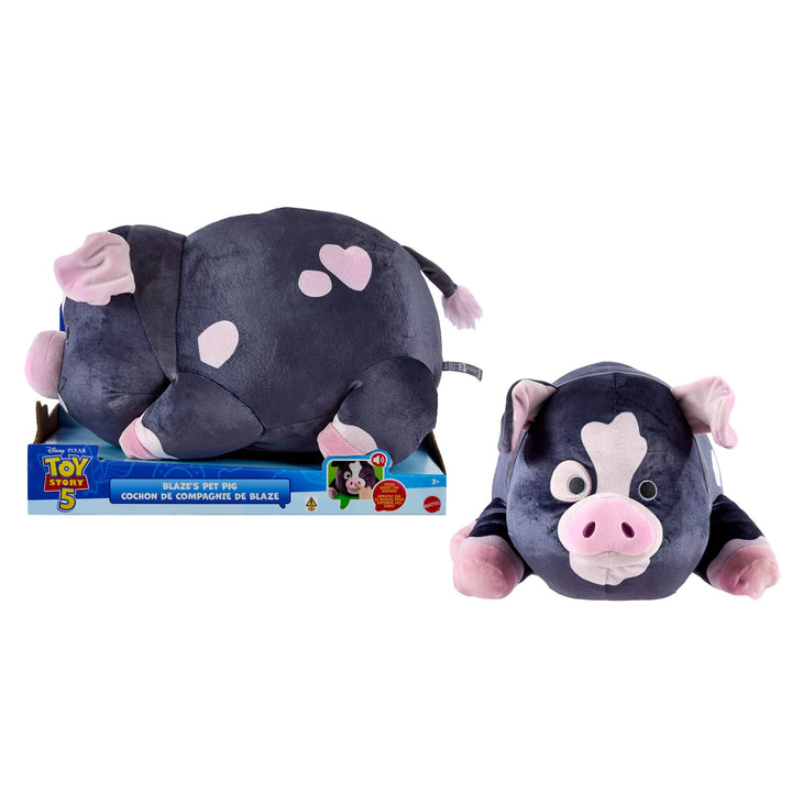 Mattel Disney Pixar Toy Story 5 Hausschwein von Blaze, Plüschtier mit über die Schnauze aktivierbare