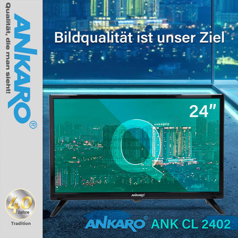 ANKARO ANK CL-2402-24 Zoll LED TV perfekt für Camping - 12V / 230V Betrieb mit Triple Tuner (DVB-S2/