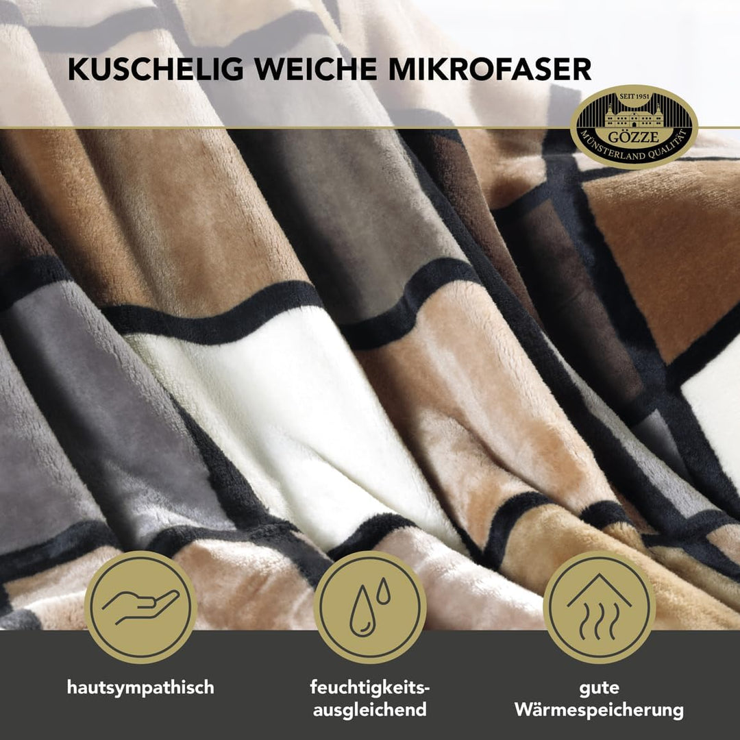 Gözze - Weiche Kuscheldecke, Cashmere Feeling, Hohes Stoffgewicht 500 g/m², Antigua, 150 x 200 cm -