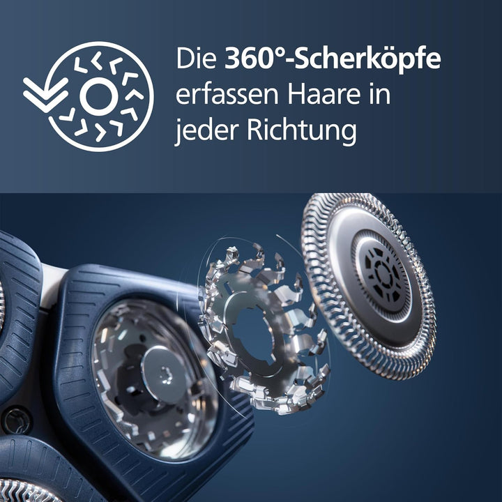 PHILIPS Shaver S7000 – Elektrischer Nass-& Trockenrasierer in Eisblau mit 1 x integrierten ausklappb