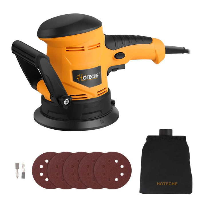 Hoteche 450W 125MM Exzenterschleifer Schleifmaschine, VDE Stecker, Selbstabsaugfunktion, Kupferdraht