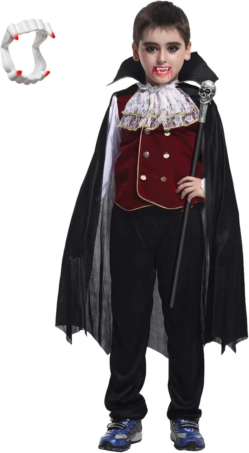 Generic Jungen Kinder Vampir Halloween Kostüm Gothic Classic Cosplay w/ Vampirzähne und Sichel 4-6 J