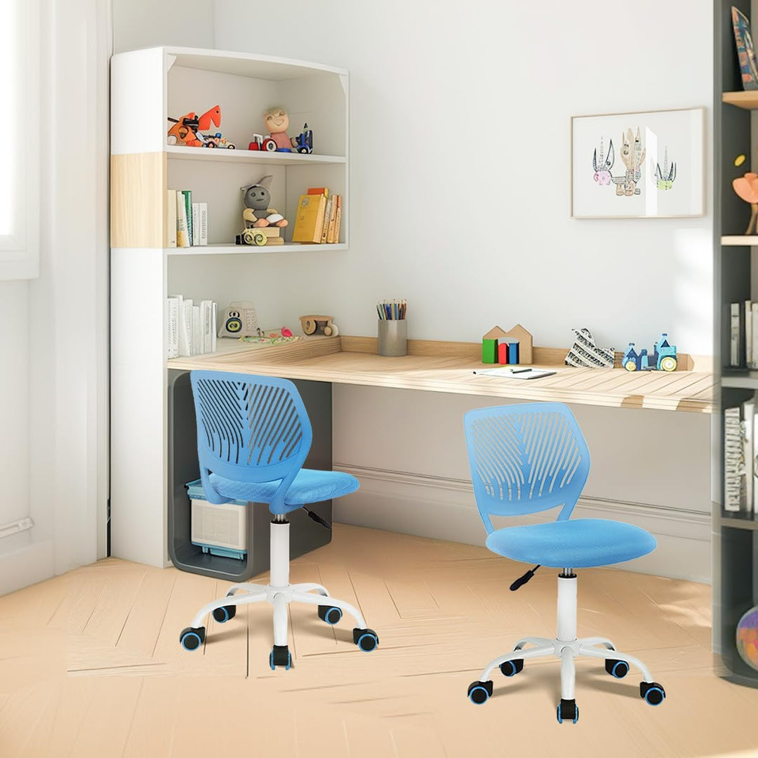 Homy Casa 2er Set Blaue Schreibtischstühle Verstellbarer Drehstuhl Bürostuhl Stoffsitz Ergonomischer