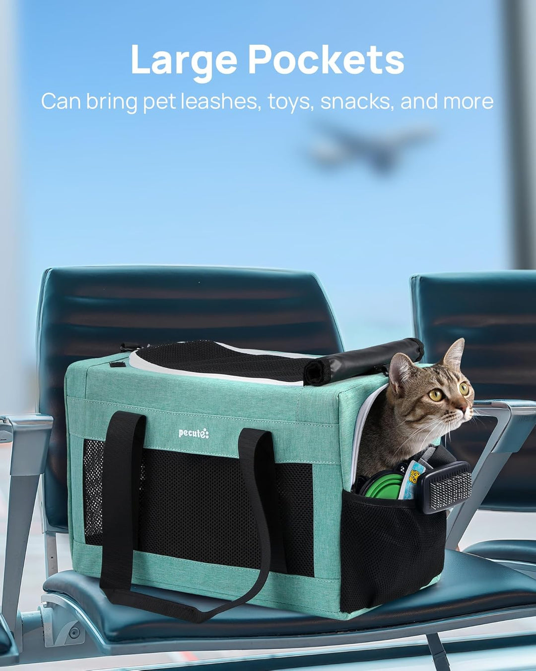pecute Katzentasche Transporttasche Flugtasche Stabiler Halt Haustier Tragetasche, Transportbox Katz