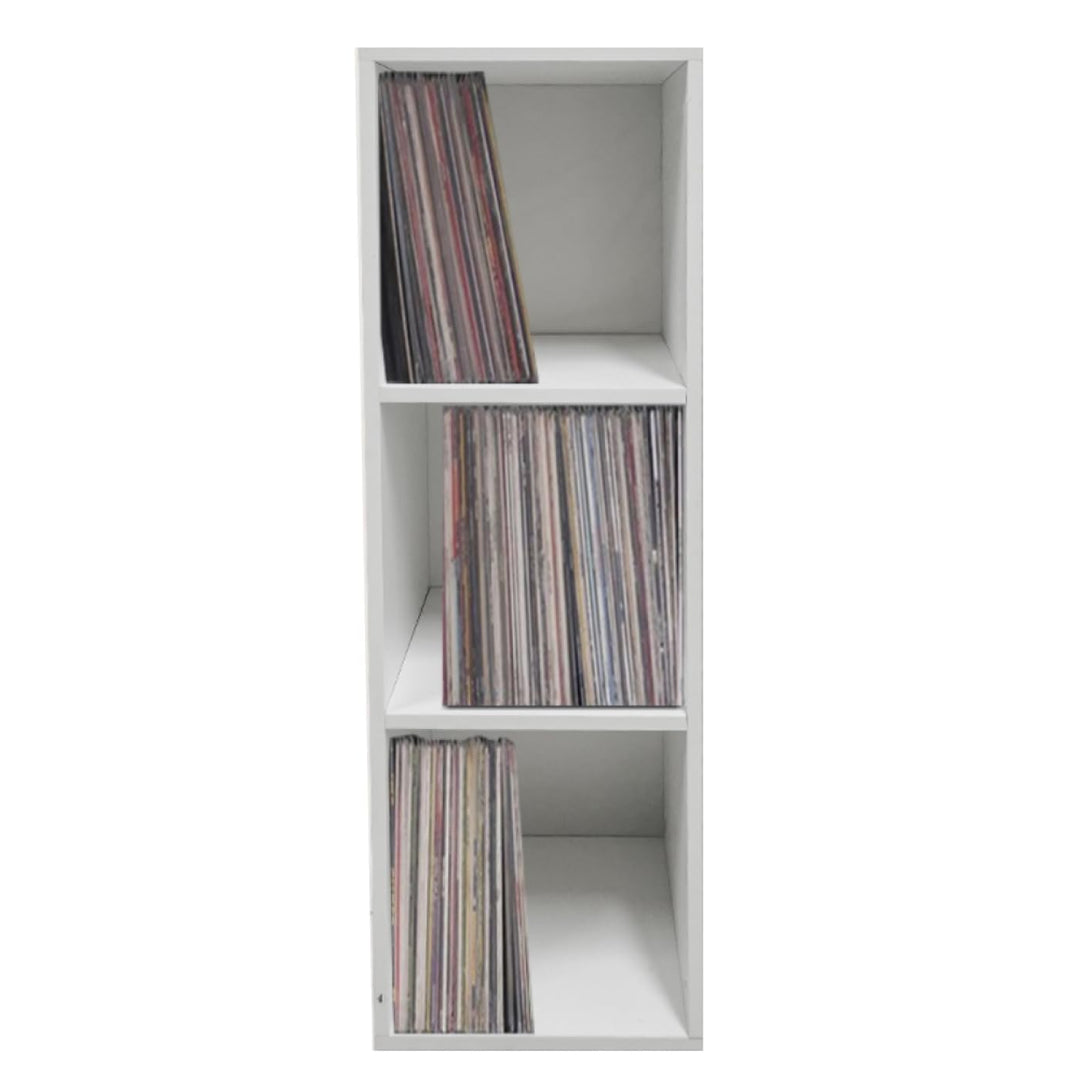 Schallplatten-Aufbewahrungsschrank - Aufbewahrung von Schallplatten - 3 Fächer - weiss