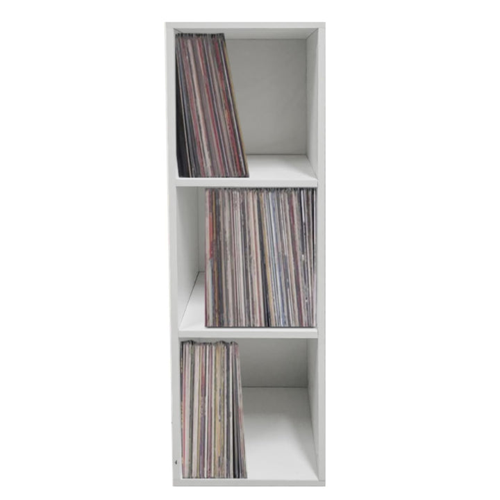 Schallplatten-Aufbewahrungsschrank - Aufbewahrung von Schallplatten - 3 Fächer - weiss
