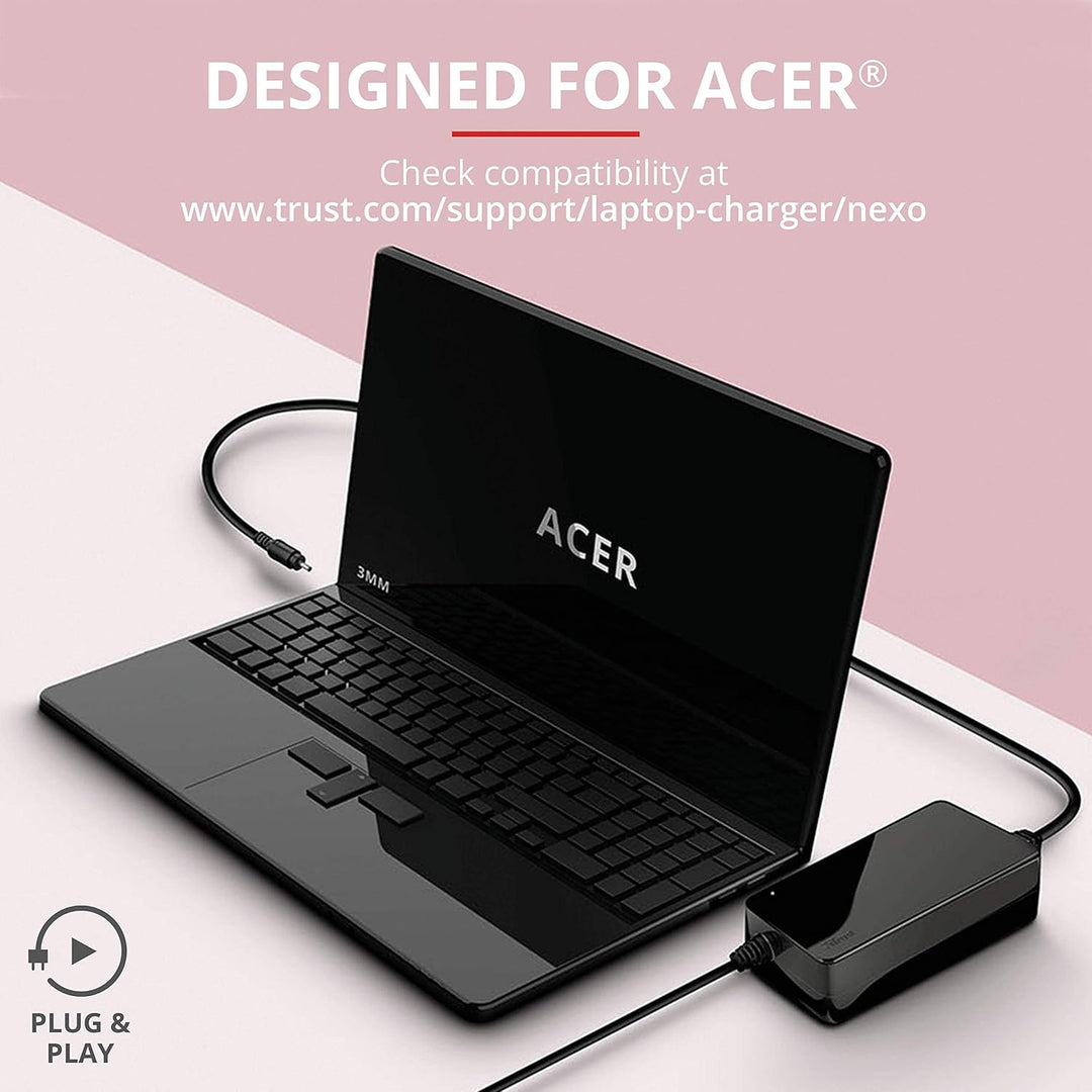 Trust Nexo, EU 90 W Ladegeräte und Netzteil für Acer Laptop mit 3mm-Stecker - schwarz