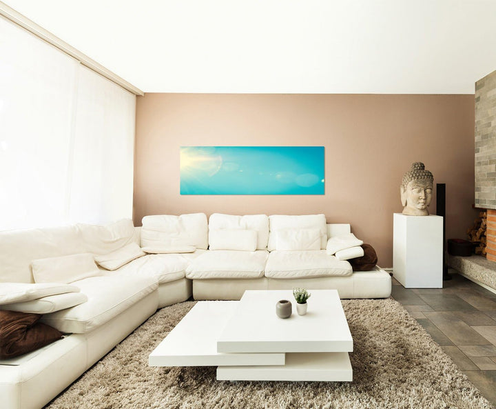 Paul Sinus Art Panoramabild auf Leinwand und Keilrahmen 150x50cm Sommer Himmel Sonnenstrahlen