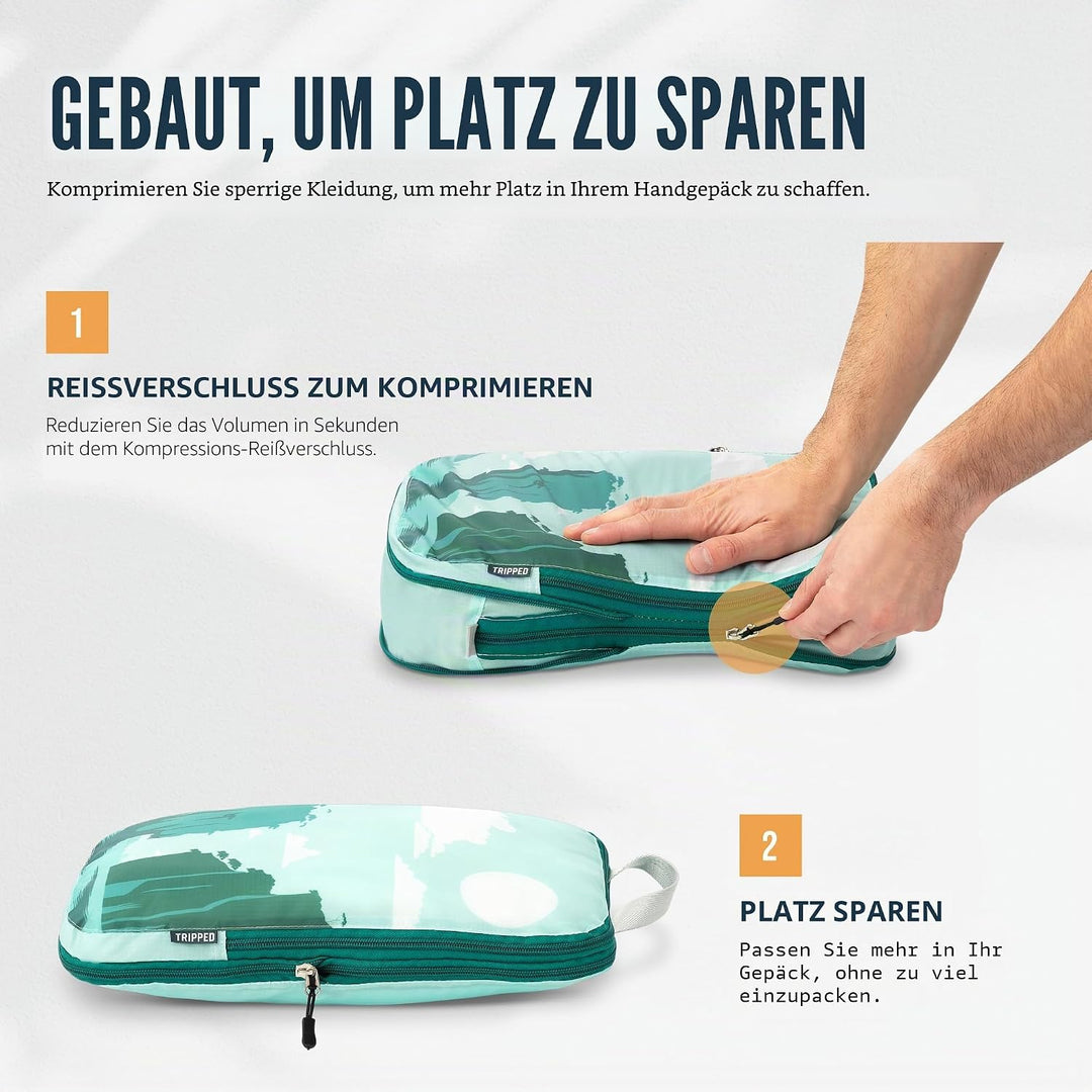 Kompressions-Verpackungswürfel für Reisen, Packwürfel und Reise-Organizer, Grafik, 6 Stück Grafik 6P