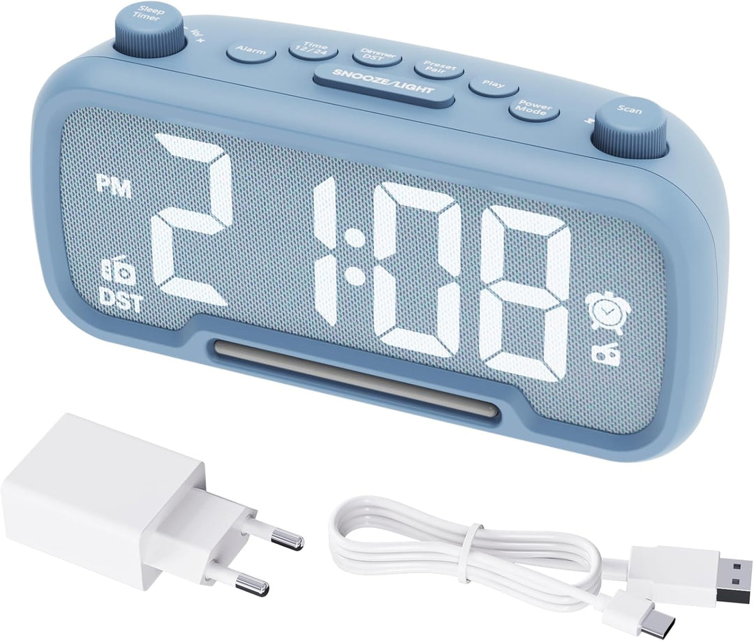 ROCAM Wecker für Schlafzimmer mit Nachtlicht, led Uhr mit FM-Radio, UKW Digitalradio, Küchenradio Ti