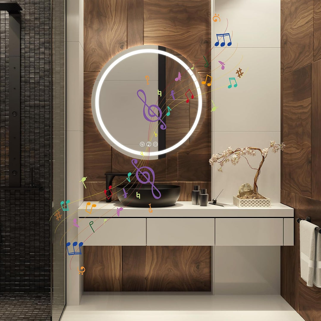 60cm Rund Bluetooth Spiegel Badezimmerspiegel mit Beleuchtung | Spiegel mit Beleuchtung, Wandspiegel