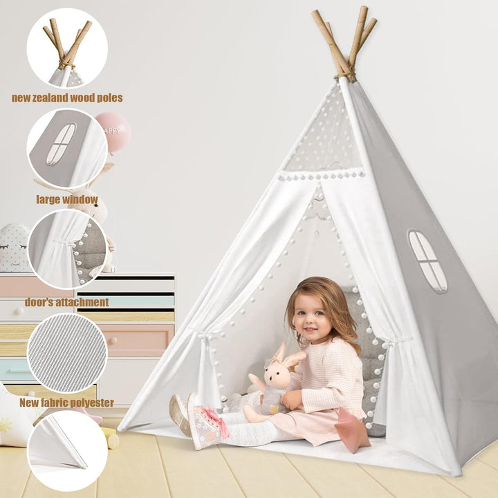 Sleeleece Kinder Tipi Zelt,Tipi Kinderzelt,Klassisches indisches Spielzelt für Kinder,Spielzelt aus