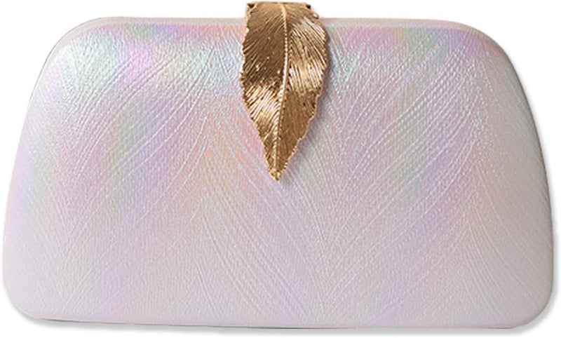 CORIOS Clutch Damen Glitter Handtasche Kette Abendtasche Umhängetasche mit Blatt Schnalle Verschluss